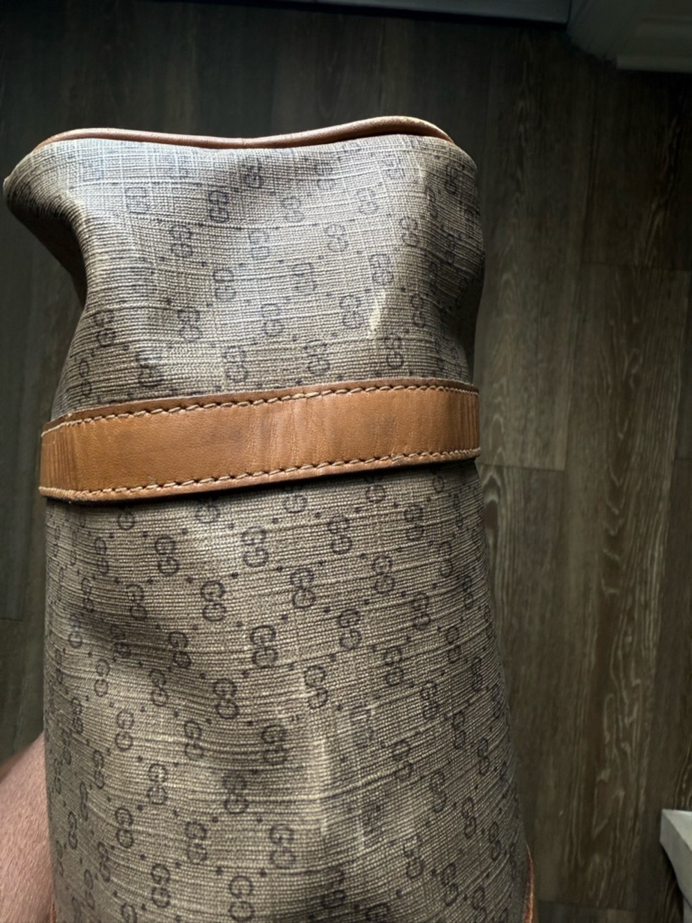 VTG Gucci Brown Monogram Canvas Leather Handbag - Picture 6 of 16